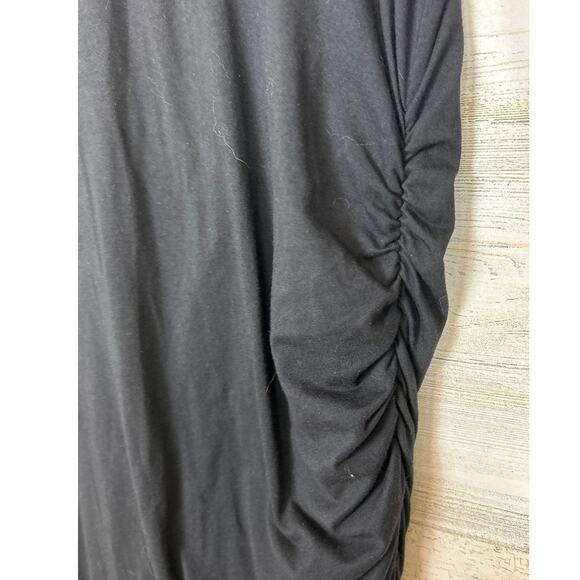 Athleta Womens Small Black Gray Long Sleeve Carefree Side-Ruched Midi Dress - Picture 5 of 5